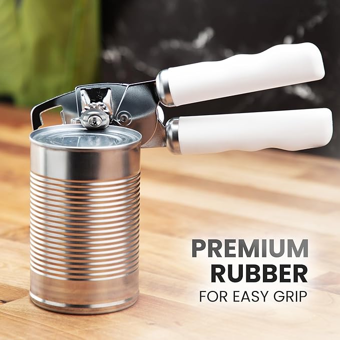 Zulay Kitchen Heavy Duty Stainless Steel Can Opener Manual with Bottle Opener - Rust Proof Manual Can Opener With Turn Knob & Soft Grip Handles