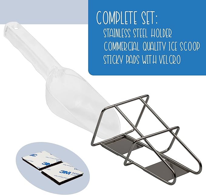 Darware Ice Maker Scoop w/Holder (2-Piece Set); Scooper Accessory for Counter Top Ice Makers and Machines