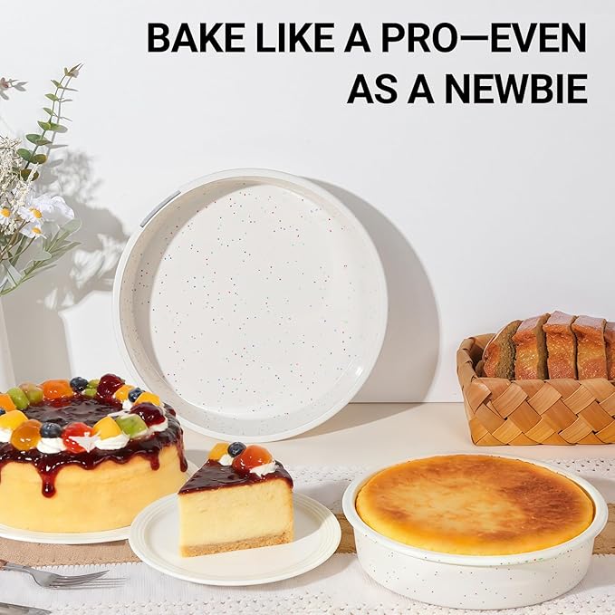 SJ 6 Inch Silicone Round Cake Pan with Metal Reinforced Frame Set of 2, Nonstick Silicone Cake Mold for Baking Suitable for Making Layers, Cheese & Chocolate Cakes