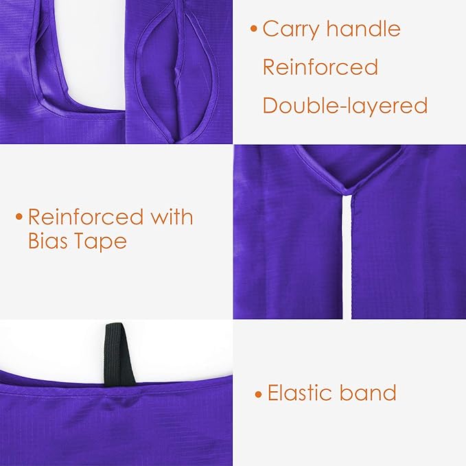 BeeGreen Purple Reusable Grocery Bags Wholesale Purple Reusable Kitchen Bags Bulk Foldable-Machine Washable with Zipper Storage Pouch 20 Packs