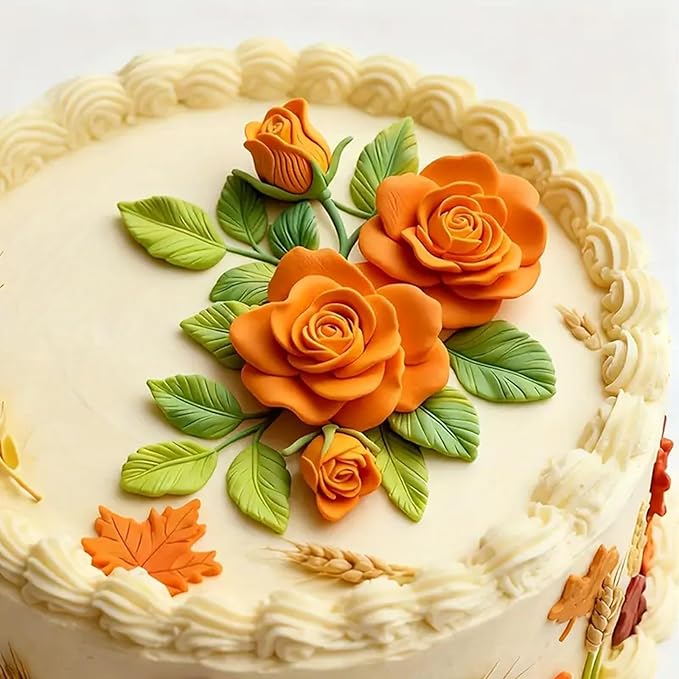 Rose Chocolates Silicone Molds, Flower Buds Leaves Wedding Cake Fondant Molds, Food-Grade Materials for Kitchen Baking, DIY Candy, Cookies Flower Paste Muffins Clay Resin Plaster-1Pcs
