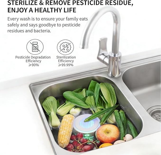 PuriProduce: Fruit and Vegetable Washing Machine, Rotatable Fruit and Vegetable Purifier, Clean Fresh Produce in Water (White)