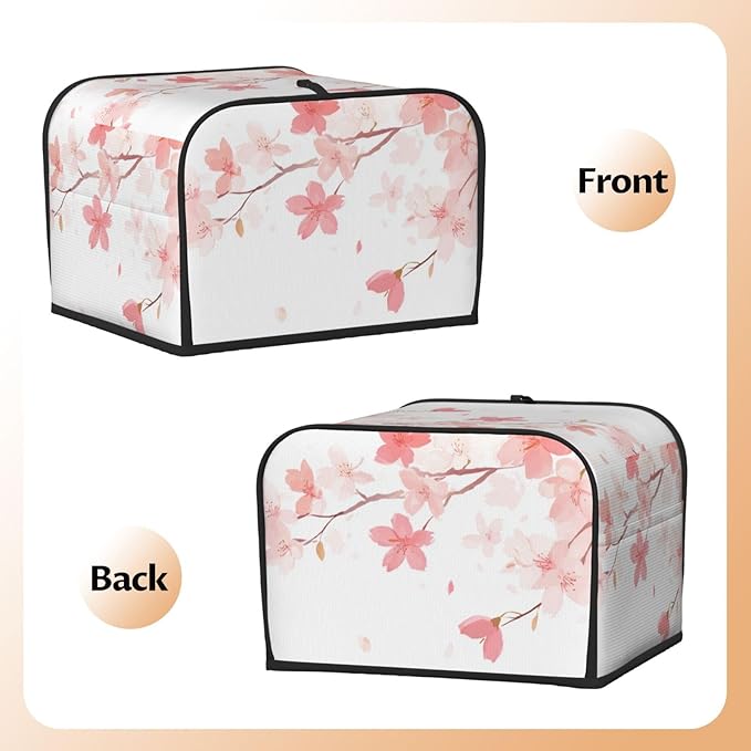 Toaster Cover 4 Slice Pastel Flower Cherry Blossom Kitchen Small Appliance Covers with Pockets Dust and Fingerprint Protection