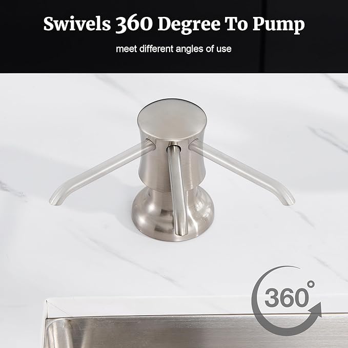Sink Soap Dispenser for Kitchen Sink Brushed Nickel Upgrade with 40" Silicone Extension Tube Kit, Connect to Your Soap Bottle Directly