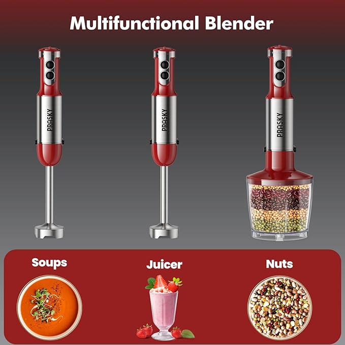 Immersion Blender Handheld 1200W, 20-speeds Immersion Hand Blenders, Hand Mixer with Mining Beaker,Chopper,Whisk, Frother, Stand and Stick Blender Suitable for Kitchen, Protein Shakes and Baby Food