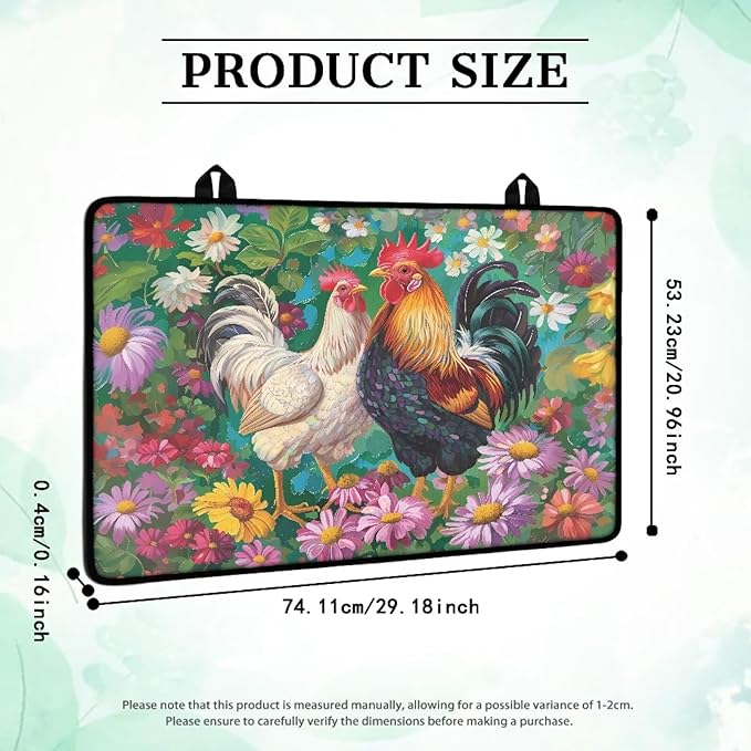 Rooster Print Induction Cooktop Mat Heat Resistant Glass Top Stove Cover Protector Glass Cooktop Covers Kitchen Flat Electric Stove Top Covers