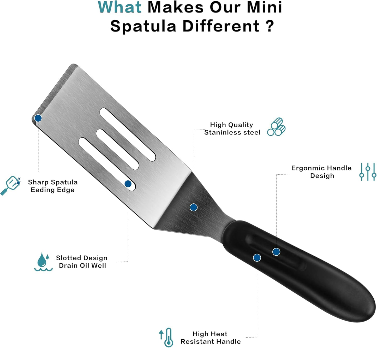 Small Spatula Professional Mini Serving Spatula, 2 Pieces Stainless Steel Metal Spatulas Set, Cutter and Serve Turner for Kitchen, Flipping or Cooking for Brownie, Cookie, Lasagna, Pancakes or Cake