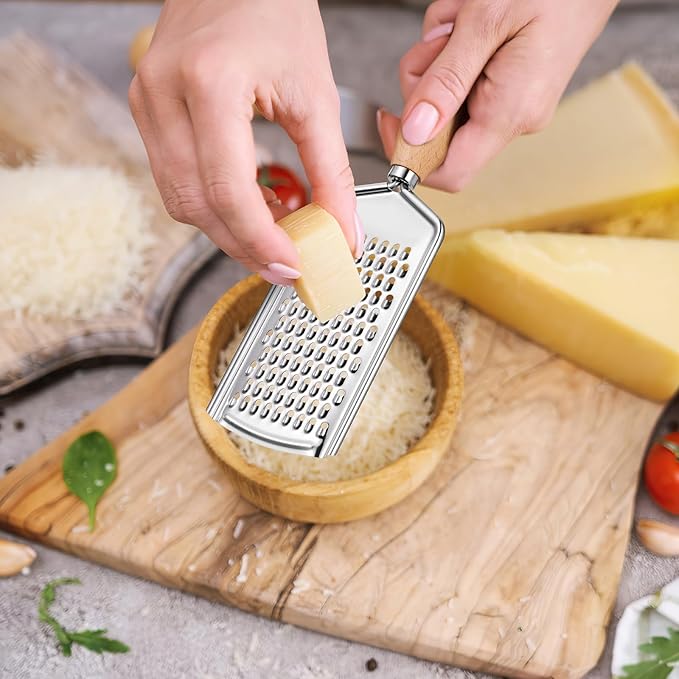 Ciieeo Cheese Grater Vegetable Zester Vegetable Cutter Slicer Professional Grater Handheld Grater Flat Grater Potato Peelers Vegetable Slicing Tools Stainless Steel Salad To Rotate Wooden