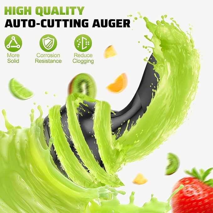 EanOruus Cold Press Juicer, 5.8" Wide Feed Chute Juice Extractor Machine with 400W, High Juice Yield, Slow Masticating Juicer for Whole Vegetables & Fruits, Silver