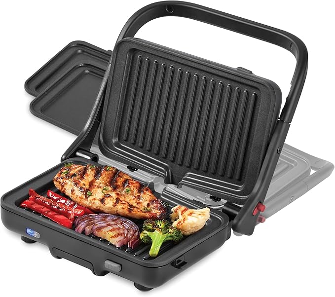 Dash MultiMaker® Flex Press Grill System, Grill and Griddle - Nonstick Removable Plates - Indoor Countertop Electric Grill for Sandwiches, Burgers, and Breakfast - Forged Iron