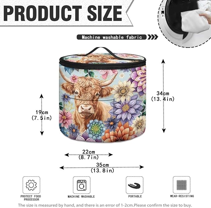 Retro Mandala Appliance Dust Covers for Kitchen Highland Cow Pressure Cooker Dust Cover Easy to Clean Carry Bag for 6 Quart
