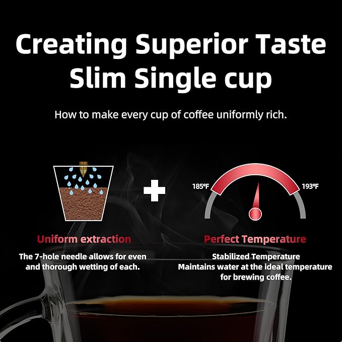 Coffee Machine,Single Serve Coffee Maker,One Cup Coffee Maker with Reusable Filter&One-touch Control Button,Portable Brewer for Camping,Travel&Home,Easy To Clean& Store,15oz/450ml,Black