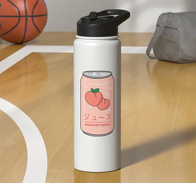 Kawaii Soft Drink Aesthetics Japanese Peach Juice Stainless Steel Insulated Water Bottle