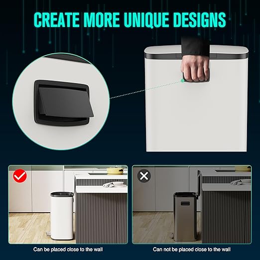 13 Gallon/50L Trash Can with Foot Pedal, Stainless Steel Garbage Can with Soft-Close Lid, Exquisite Oval Cover Garbage Bin Hands-Free for Kitchen, Living Room, Bathroom, Office, Commercial