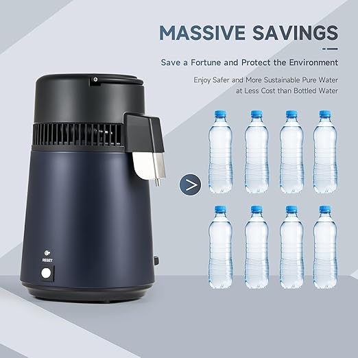 CO-Z 1.1 Gallon Water Distiller, 4L Countertop Distilled Water Machine with Glass Pot, 750W Distilled Water Maker for Pure Water, 304 Stainless Steel Water Distiller Machine for Home Office Travel