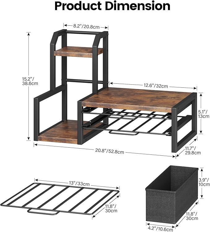 Homeiju Coffee Pod Holder Drawer for K-Cup, Nespresso Pods Holder with Side Basket，K Cup Holder Holds 60 K-Cups & 10 Syrup Bottles, Sliding Storage Drawer and Countertop Storage