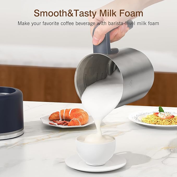 SIMPLETASTE Milk Frother, 4 in 1 Electric Milk Steamer, 16.91oz/500ml Automatic Warm and Cold Foam Frother for Coffee, Latte, Macchiato, Cappuccino, Hot Chocolate, Easy to Clean