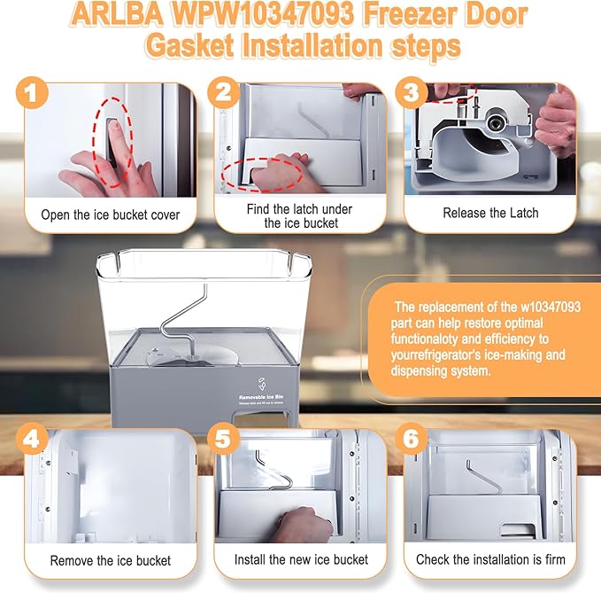 Upgraded Refrigerator Ice Bucket W11129522 Compatible with Whirlpool Ice Maker Replacement Parts W10564750 KitchenAid Removable Ice Bin 4545220 EAP12114487 PD00041826 PS12114487 Freezer Ice Container