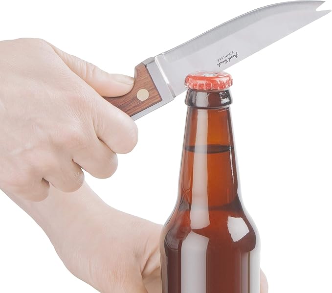 Final Touch Bar Knife & Zester Set - Multi-Function Design for Effortless Cocktail Prep - Adjacent Edge Handle, Stainless Steel Blade, Bottle Opener, and Zester Included (FTA2110)