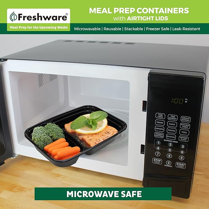 Freshware Meal Prep Containers [150 Pack] 2 Compartment with Lids, Food Storage Containers, Bento Box, BPA Free, Stackable, Microwave/Dishwasher/Freezer Safe (28 oz)