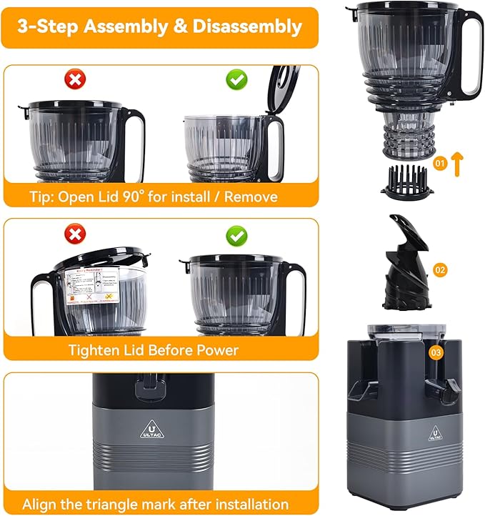 Cold Press Juicer Machines,5.8" Extra Wide Feed Chute juicer machines,350W Slow Cold Press Juicer Machines,Slow Masticating Juicer with High Juice Yield for Whole Vegetables & Fruits, Easy to Clean