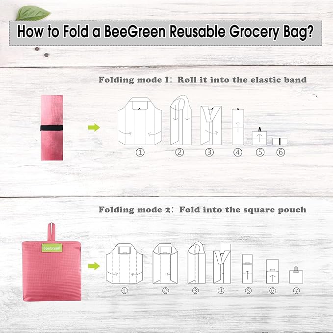 BeeGreen Pink Reusable Grocery Bags with Elastic Band Pink Reusable Shopping Bags Bulk 50LBS X-Large Foldable-Machine Washable-Heavy Duty 10 Pieces