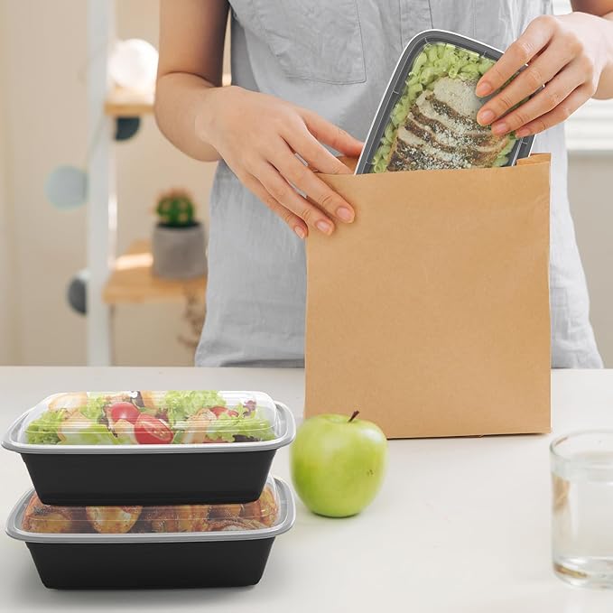 RANLITTLE Meal Prep Containers Reusable 38oz - Food Prep Containers with Lids 50 Pack, Disposable To Go Food Containers, Leakproof, Stackable, Takeout, BPA-Free, Microwave/Freezer Safe