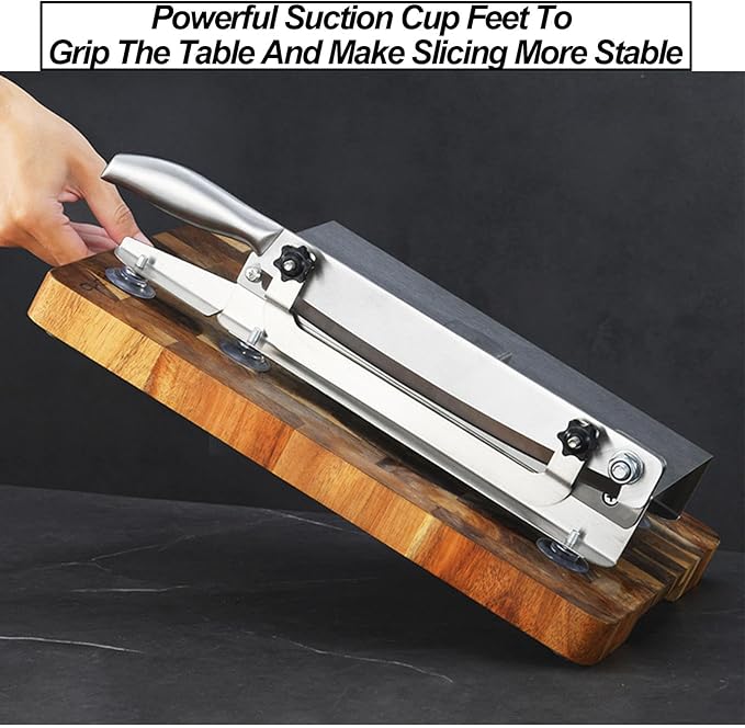 Manual Frozen Meat Slicer, Stainless Steel Meat Cutter Beef Mutton Roll Bacon Nougat for Home Cooking of Shabu Shabu Hotpot Korean BBQ