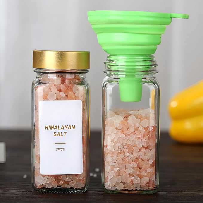 Glass Spice Jars with Label, 36 Pcs Spice Jars with Shaker Lids-4 oz Gold Spice Seasoning Jars Bottles Containers Set for Spice Rack (36)