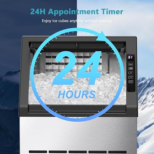COWSAR Commercial Ice Maker Machine, Self-Cleaning Ice Machine for Home, Bar, Restaurant, Office and Outdoor，80Lbs/24H Freestanding Undercounter Ice Maker with 24Lbs Storage Capacity