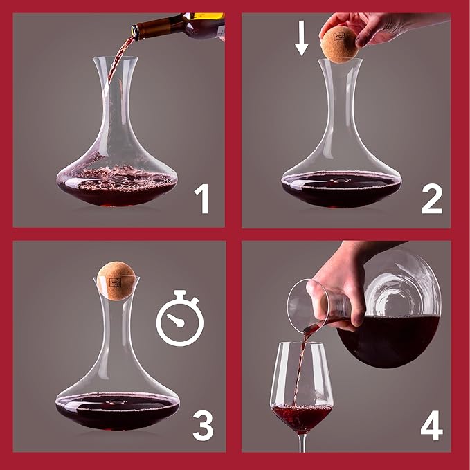 Vacu Vin Wine Decanter – Elegant Glass Carafe for Aerating Red Wine – Enhances Flavor & Aroma – Easy-Pour Spout – Modern Design – Dishwasher Safe Wine Aerator & Serving Vessel