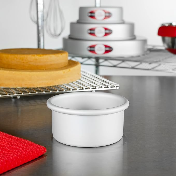 Fat Daddio's PRD-42CASE Anodized Aluminum Round Cake Pan, 4 x 2 inch, Set of 6