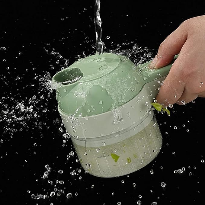 4 in 1Handheld Electric Vegetable Cutter,Wireless Food Processor,Mini Wireless Electric Garlic Mud Masher for Garlic Pepper Chili Onion Celery Ginger Meat with Brush