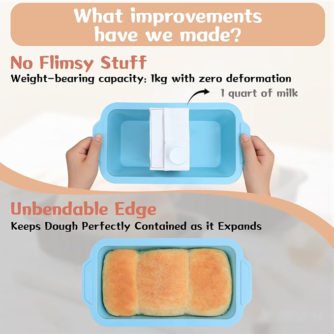 1 pc Silicone Bread Loaf Pans for Homemade Bread with Metal Frame, 9.5 x 5 Inch Non Stick Silicon Banana Loaf Pan for Oven, Silicone Baking Mold for Brownies,Sandwiches (Mint Green)