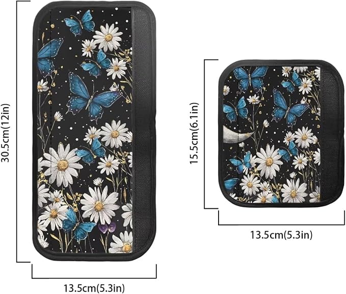 6 PCS Refrigerator Oven Door Handle Covers Anti-Skid Fridge Microwave Dishwasher Door Cloth Protector Keep Electric Appliances Clean Home Decoration Accessories, Daisy Blue Butterfly Black