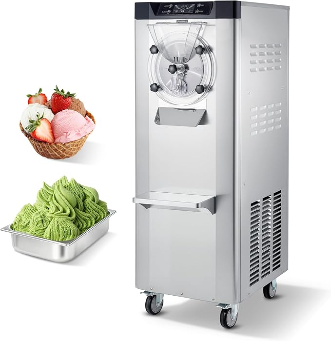 VEVOR Commercial Hard Ice Cream Machine, 2400W 3.17 to 5.28 Gallons per Hour, Gelato Hard Serve Ice Cream Maker with 10L 304 Stainless Steel Cylinder, Auto Clean LED Panel for Snack Bar Restaurants