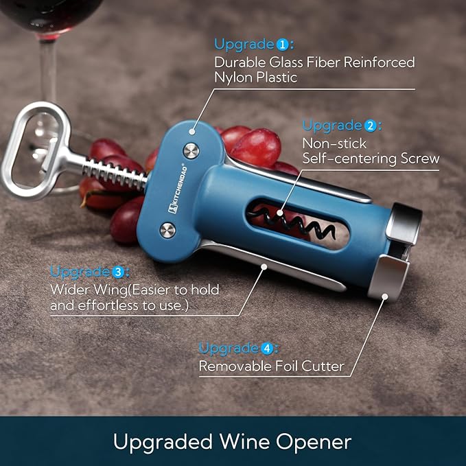 KITCHENDAO Wine Saver Pump with Sound Indicator and 3 in 1 Wing Corkscrew Wine Bottle Opener