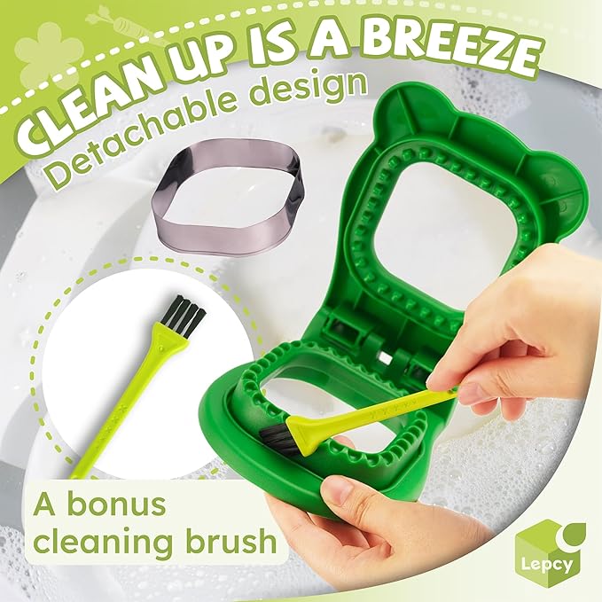 LEPCY Uncrustables Sandwich Maker Sealer Cutter, Crustless Sandwich Cutter, PB&J Uncrustable Maker - Color Green, Square Shape