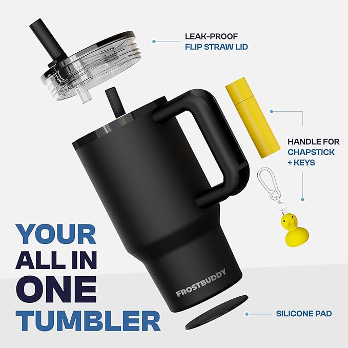 Frost Buddy Thicc Buddy - 16 oz Stainless Steel Vacuum Insulated Tumbler with Lid and Straw for Water - Travel Mug Cupholder Friendly - Gifts for Women Men Him Her (Nebula)
