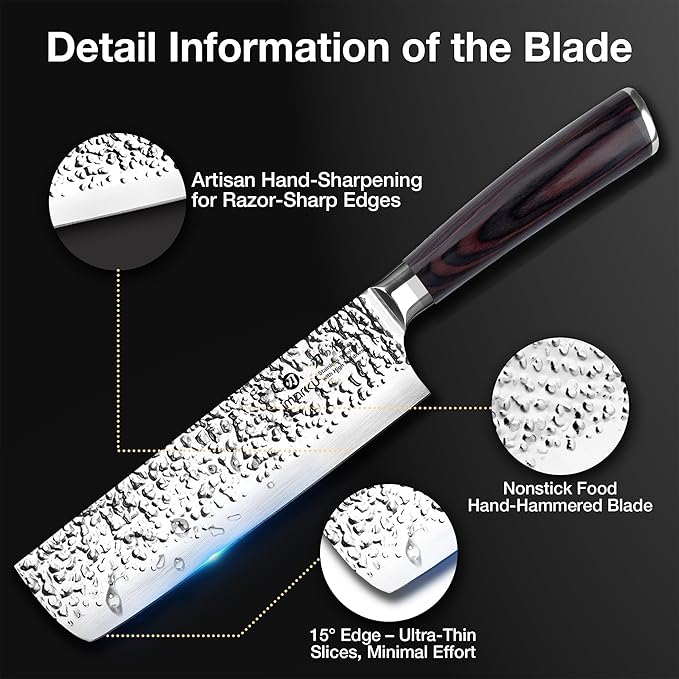 imarku Nakiri Knife,7 Inch High Carbon Stainless Steel Japanese Chef Knife,Razor Sharp Chopping Vegetable and Meat Cleaver Kitchen Knife with Ergonomic Handle,Mothers Day Gifts for Mom