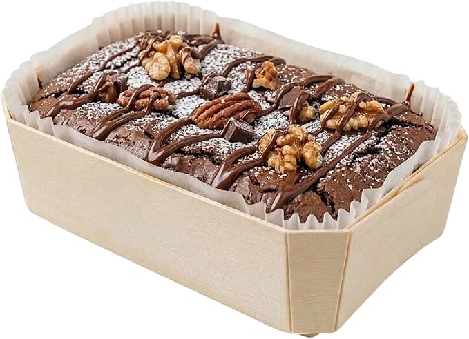 Restaurantware Taipei 17 Ounce Wooden Baking Molds 100 Oven Ready Disposable Loaf Pans - With Paper Liners Greaseproof Wood Containers For Baking For Banana Bread Meatloaf And More