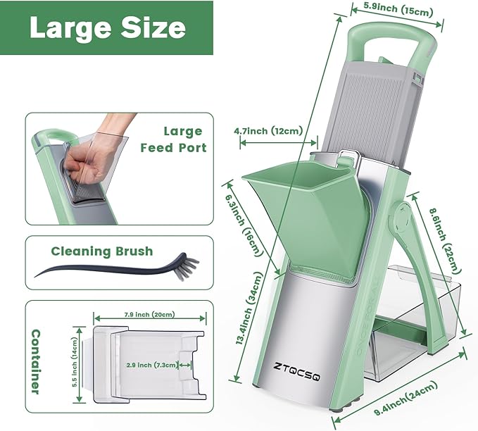 Upgraded Version All-in-1 Mandoline Slicer for Kitchen & Adjustable Mandolin, Vegetable Chopper, Detachable Blade, Cut Slicing, Strips, Shredding, Dicing, Chop, Kitchen Veggie Chopper