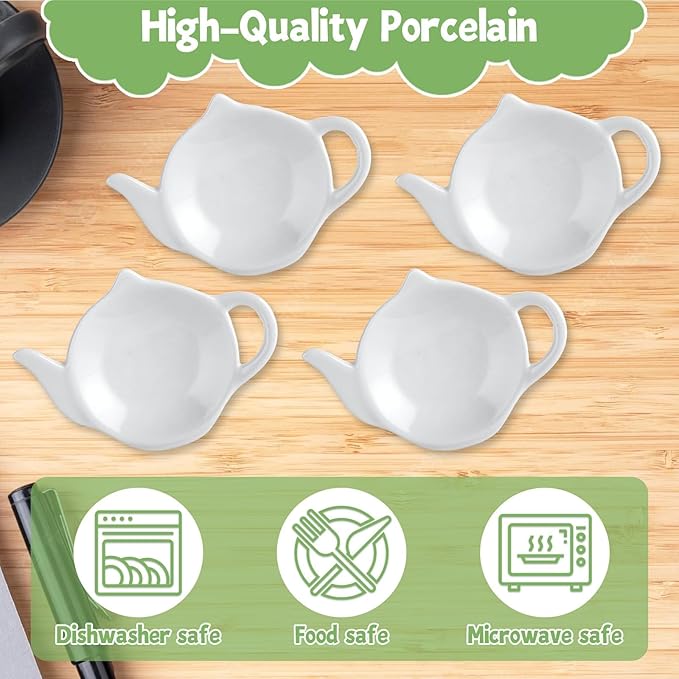 STARVAST Set of 18 Tea Bag Holder for Used Tea Bag, Ceramic Tea Bag Coaster Keep Your Tea Time Tidy and Organized, White