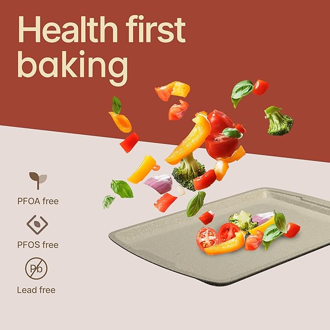 Bakken Swiss - Bakeware Set – 6 Piece – Stackable, Deluxe, Non-Stick Baking Pans for Professional and Home Cooking – Carbon Steel, White Stone Coating