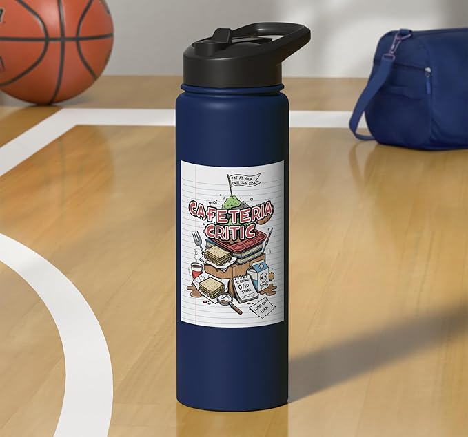 Cafeteria Critic - Student Lunch School Humor Food Chaos Stainless Steel Insulated Water Bottle