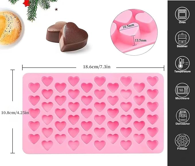 2 Pack Heart Silicone Molds Non-Stick Food Grade Silicone Molds Baking Mold Reusable Candy Mold,Used for Jelly, Homemade Treats, Candy, Chocolate,candle,lacquer seal Making Supplies