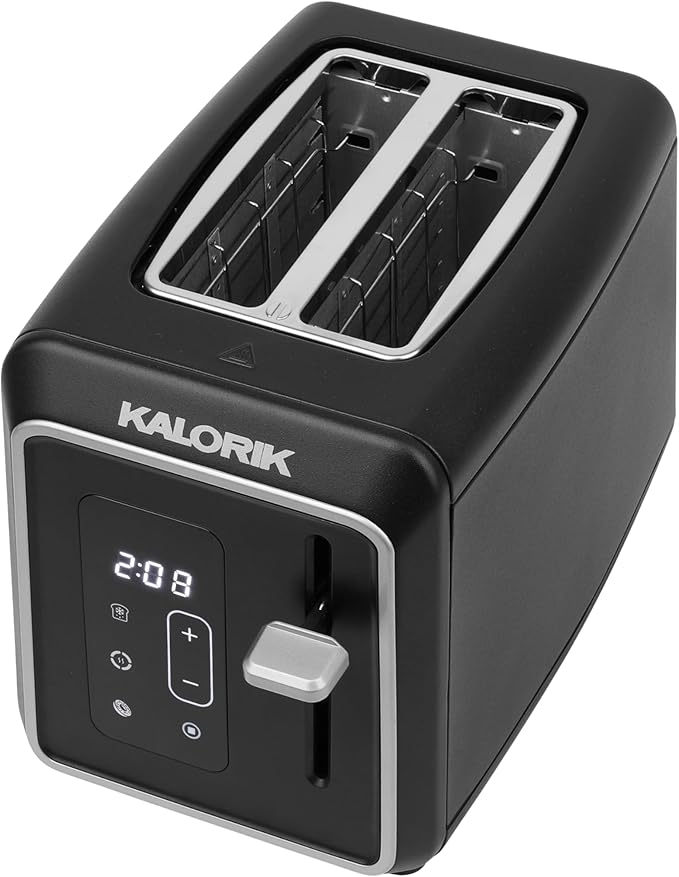 Kalorik Toaster Designer Series 2-Slice with Large LED Display and Adjustable Shade Settings, Features Digital Countdown Timer Wide Slots and High Lift Lever, 850-Watts, Black
