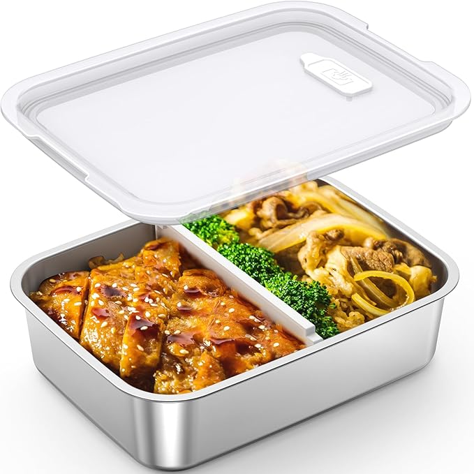 EAST OAK Replacement Inner Container for Heated Lunch Box, Food Grade Stainless Steel Inner Bowl, 5.5 Cups Compatible with Cordless Electric Lunch Box (Silver)