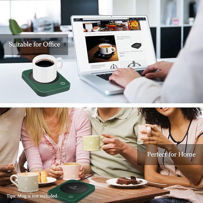 VOBAGA Coffee Mug Warmer for Desk with Auto Shut Off & 3-Temp Settings, Coffee Cup Warmer with Smart Safety Alert Home Office Accessory, Perfect for Coffee, Tea, Milk (No Mug)