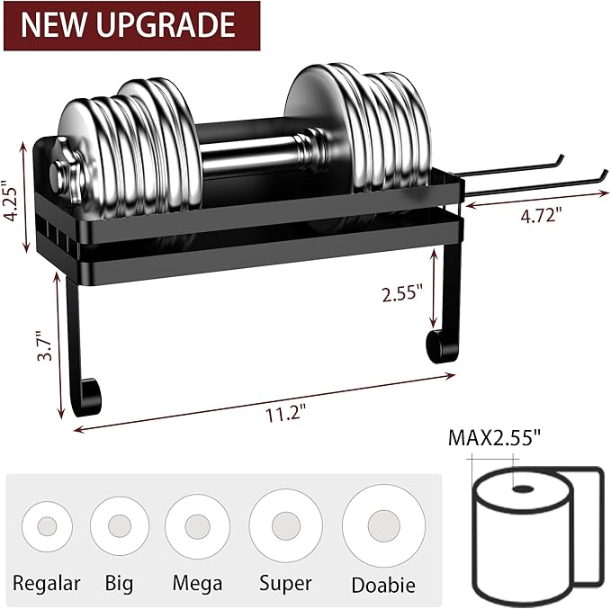 ZUNTO Magnetic Paper Towel Holder for Fridge, Black Kitchen Organizer with Towel Roll Holder, Spice Shelf and 2 Hanging Racks(No Drilling)